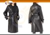 Classic Black PU Leather Coat for Women Ladies Leather Jacket Long Leather Trench Coat