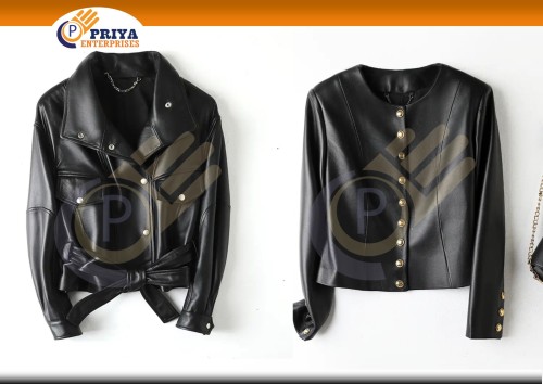 Leather motorcycle jacket sheepskin leather jacket 100% genuine leather jacket for women