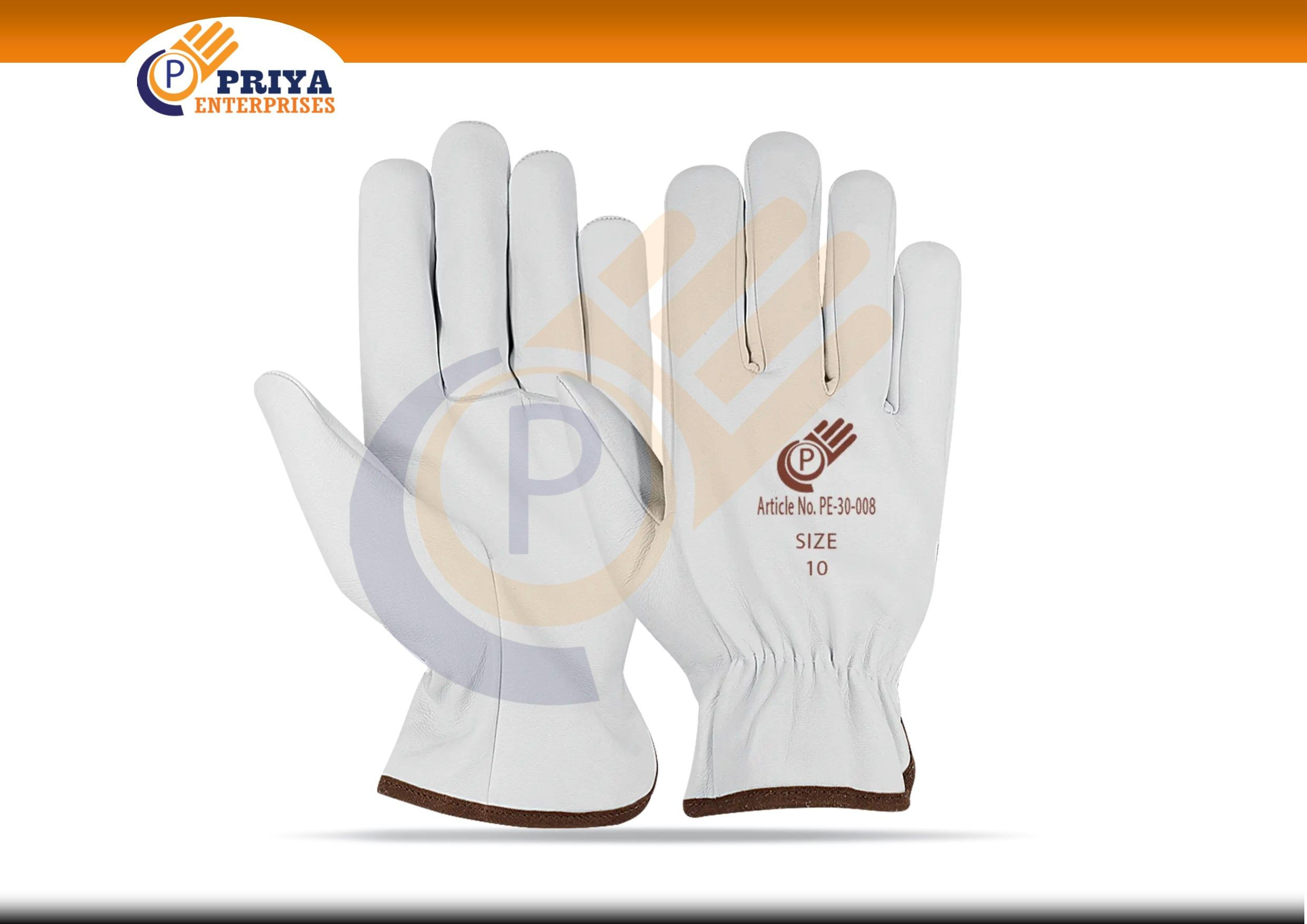 Goat Grain Cow Split Leather Driving Gloves Reflective Safety Clothing Comfortable Abrasion Resistant for Work